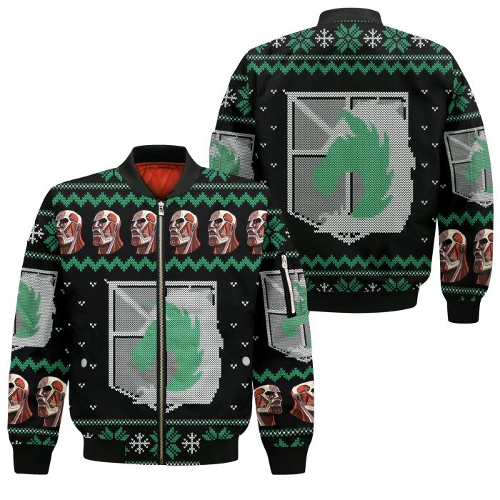 attack on titan ugly christmas sweater military badged police xmas gift custom clothes gearanime 3 - Attack On Titan Merch