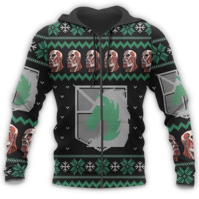 attack on titan ugly christmas sweater military badged police xmas gift custom clothes gearanime 6 - Attack On Titan Merch