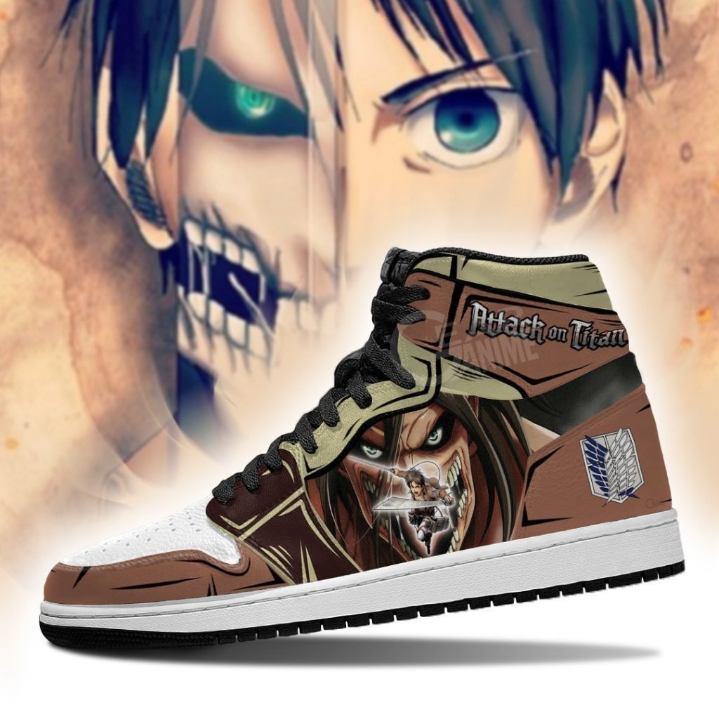 Attack On Titan Eren Jeager And Titan Jordan Sneakers - Attack On Titan ...