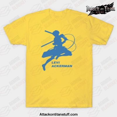 best aot anime levi ackerman t shirt yellow s 224 - Attack On Titan Merch