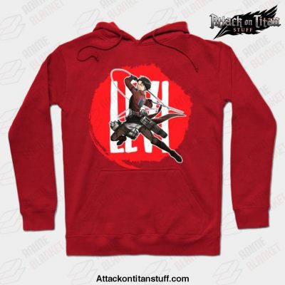 hot aot levi ackerman hoodie red s 609 - Attack On Titan Merch