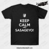 keep calm and sasageyo t shirt black s 466 - Attack On Titan Merch