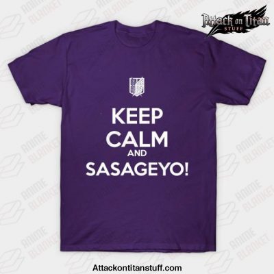 keep calm and sasageyo t shirt purple s 203 - Attack On Titan Merch