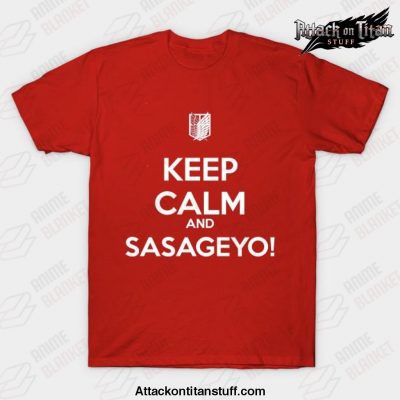 keep calm and sasageyo t shirt red s 285 - Attack On Titan Merch