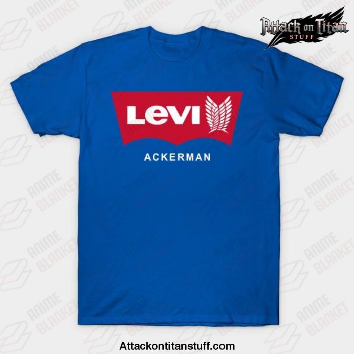 levi ackerman t shirt blue s 252 - Attack On Titan Merch