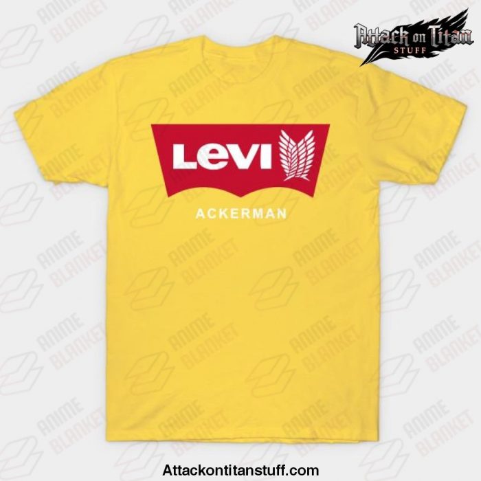 levi ackerman t shirt yellow s 499 - Attack On Titan Merch