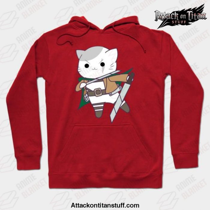 levi cat attack on titan hoodie red s 843 - Attack On Titan Merch