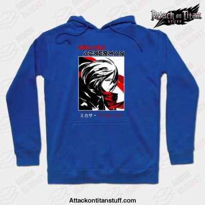 mikasa hoodie blue s 738 - Attack On Titan Merch