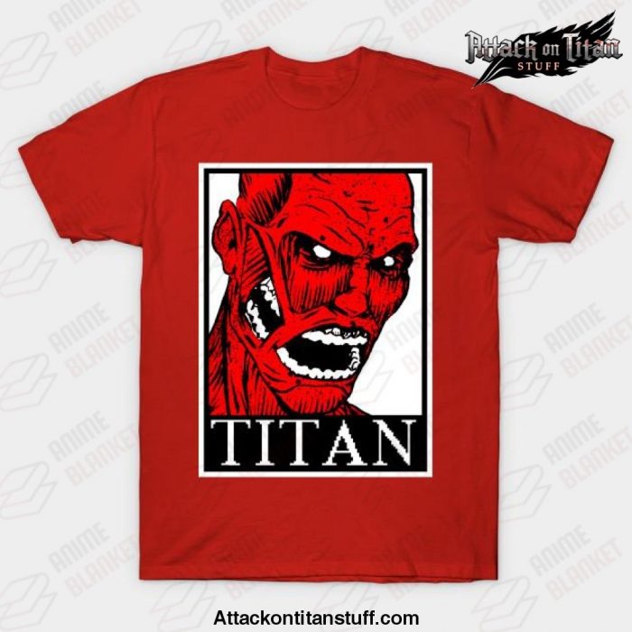titan anime t shirt red s 716 - Attack On Titan Merch