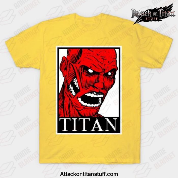 titan anime t shirt yellow s 772 - Attack On Titan Merch