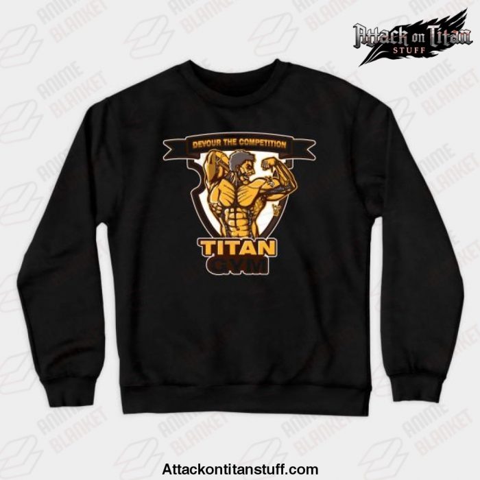 titan gym crewneck sweatshirt black s 377 - Attack On Titan Merch