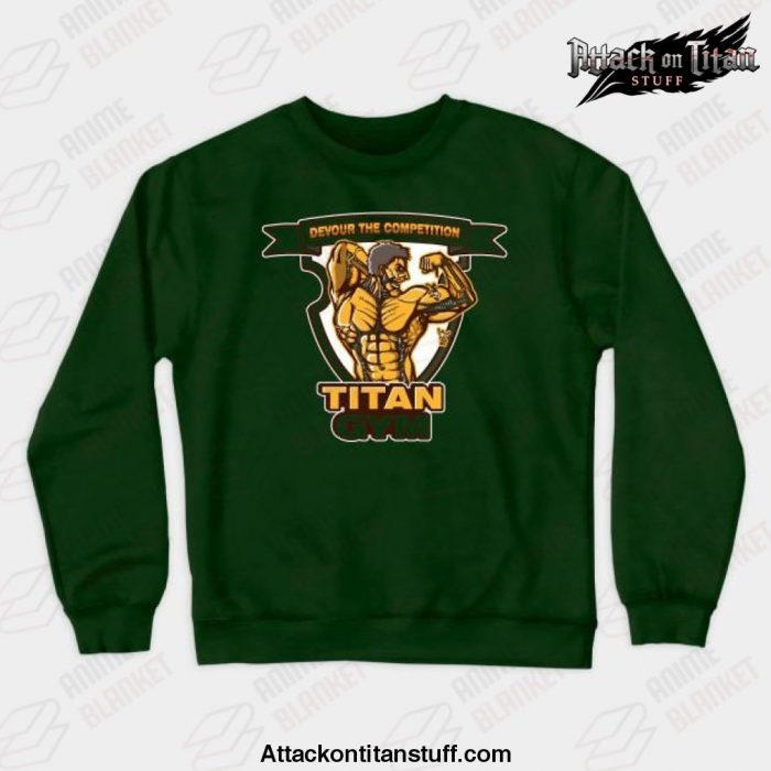 titan gym crewneck sweatshirt green s 242 - Attack On Titan Merch
