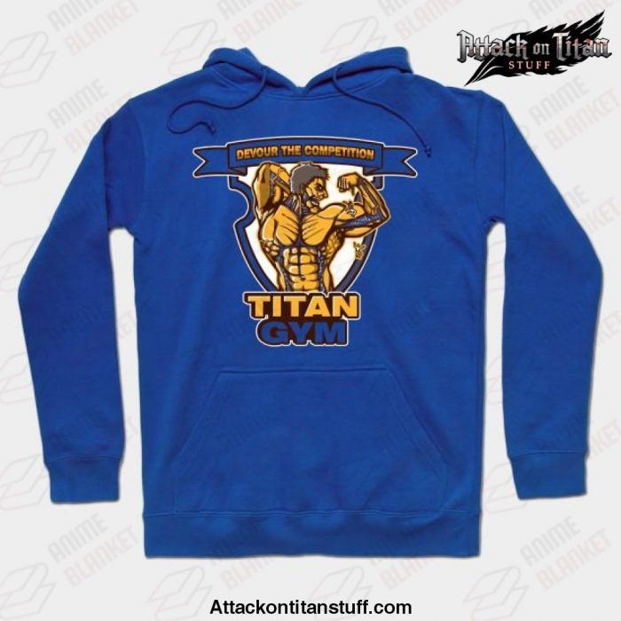 titan gym hoodie blue s 461 - Attack On Titan Merch