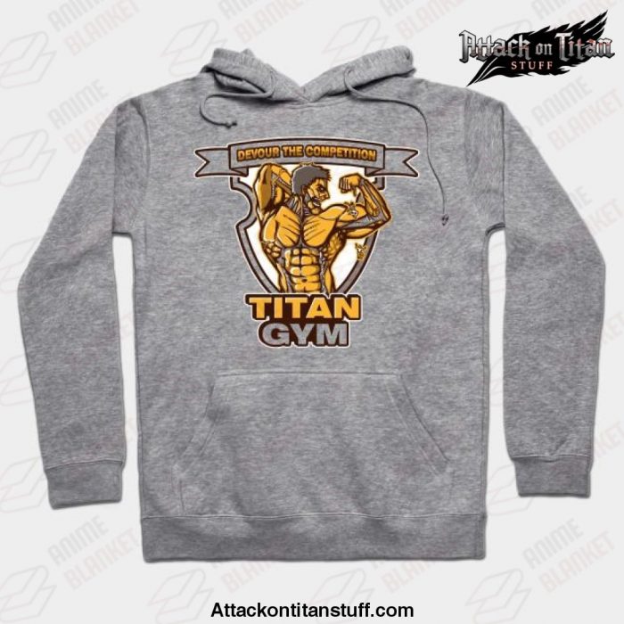 titan gym hoodie gray s 360 - Attack On Titan Merch