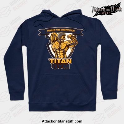 titan gym hoodie navy blue s 278 - Attack On Titan Merch