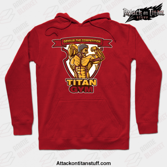 titan gym hoodie red s 318 - Attack On Titan Merch