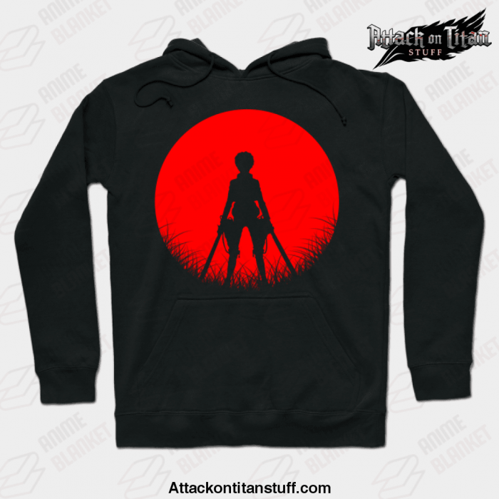 yeager silhouette attack hoodie black s 113 - Attack On Titan Merch