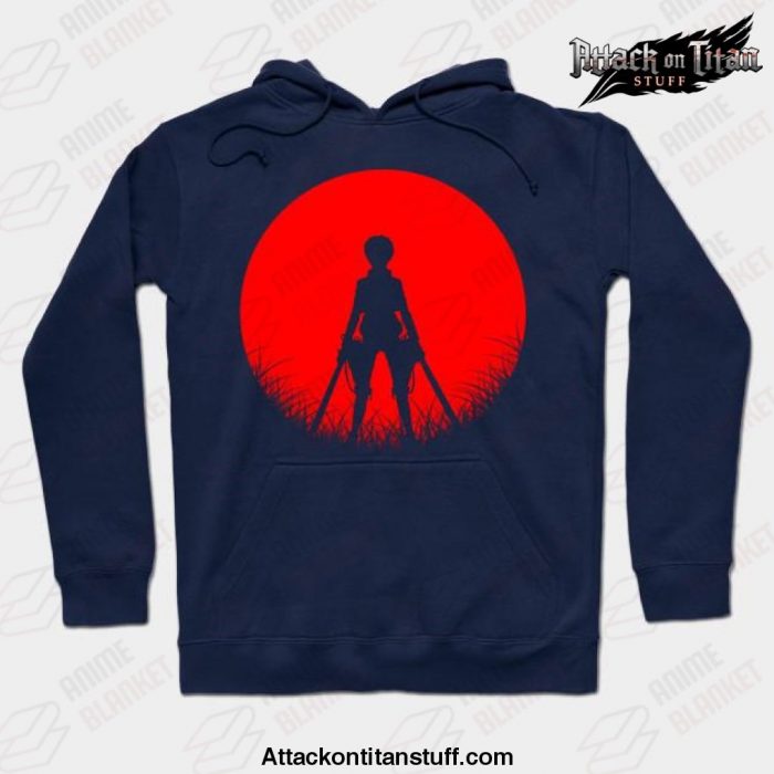 yeager silhouette attack hoodie navy blue s 360 - Attack On Titan Merch