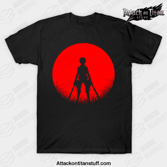yeager silhouette attack t shirt black s 339 - Attack On Titan Merch