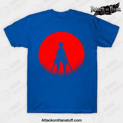 yeager silhouette attack t shirt blue s 739 - Attack On Titan Merch