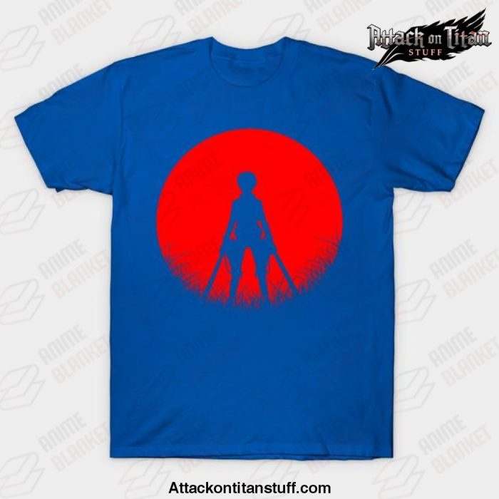 yeager silhouette attack t shirt blue s 739 - Attack On Titan Merch