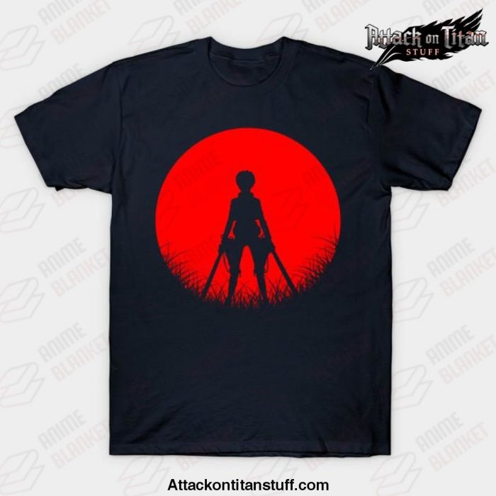 yeager silhouette attack t shirt navy blue s 316 - Attack On Titan Merch