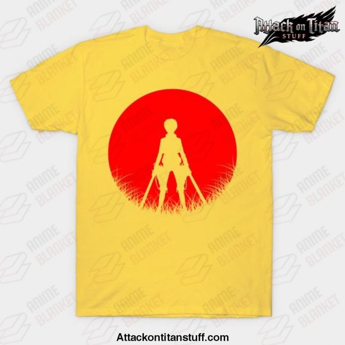 yeager silhouette attack t shirt yellow s 593 - Attack On Titan Merch