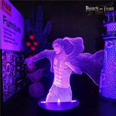 attack on titan 3d lamp eren jaeger night light black base with remote control 657 1 - Attack On Titan Merch