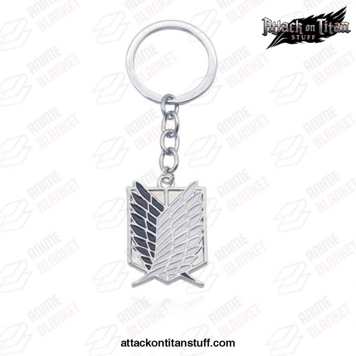 attack on titan wings of liberty keychain rings black and silver 338 1 - Attack On Titan Merch