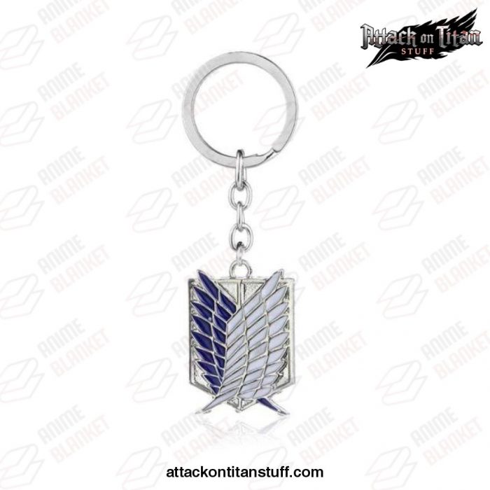 attack on titan wings of liberty keychain rings blue and silver 111 1 - Attack On Titan Merch