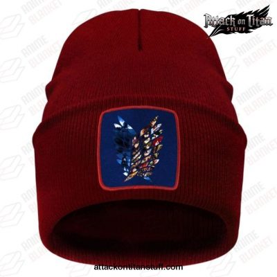attack on titan winter knitted hat 2021 wine red 745 1 - Attack On Titan Merch