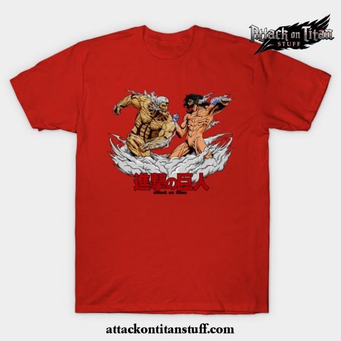 armored titan vs attack t shirt red s 617 - Attack On Titan Merch