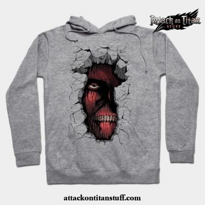 attack on titan face in wall hoodie gray s 809 - Attack On Titan Merch
