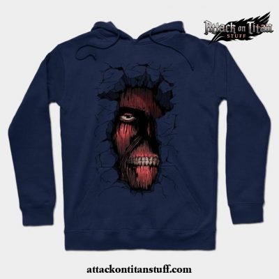 attack on titan face in wall hoodie navy blue s 666 - Attack On Titan Merch