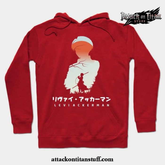 attack on titan levi negative space hoodie red s 784 - Attack On Titan Merch