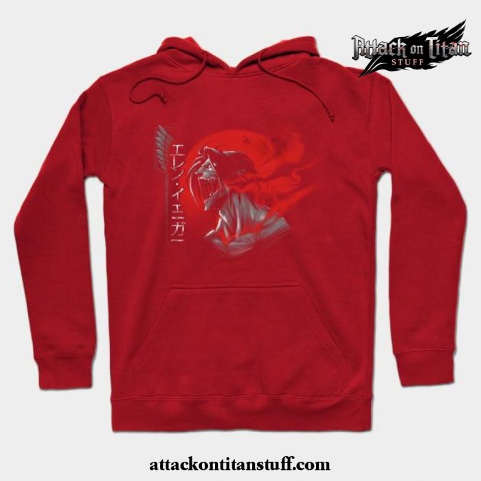 eren aot hoodie red s 447 - Attack On Titan Merch