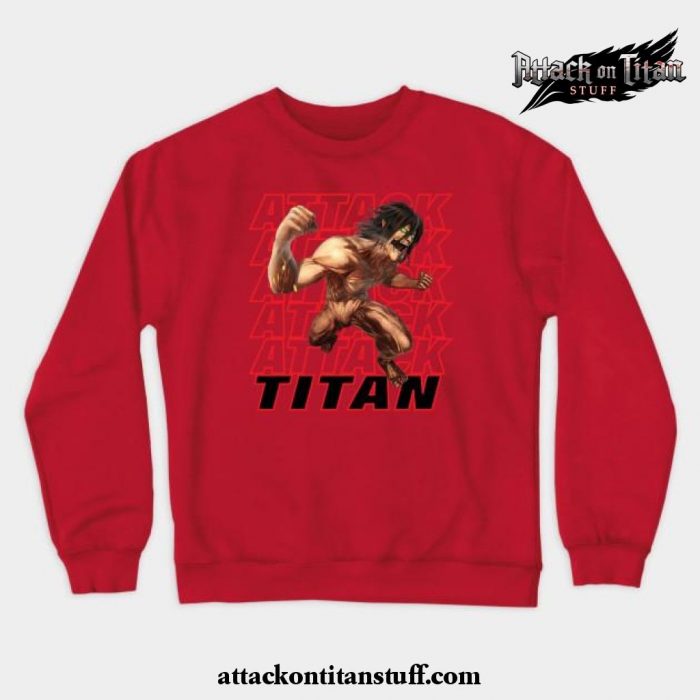 eren jaeger titan crewneck sweatshirt red s 447 - Attack On Titan Merch