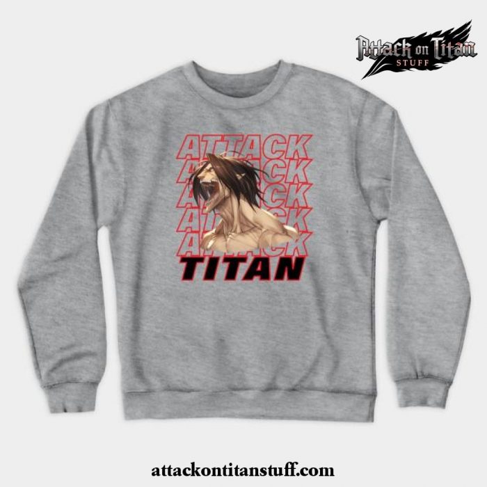 eren jaeger titan scream crewneck sweatshirt gray s 392 - Attack On Titan Merch