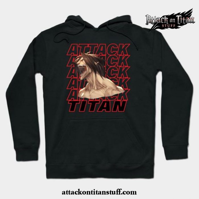 eren jaeger titan scream hoodie black s 622 - Attack On Titan Merch