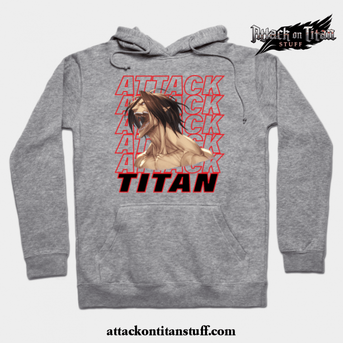 eren jaeger titan scream hoodie gray s 138 - Attack On Titan Merch