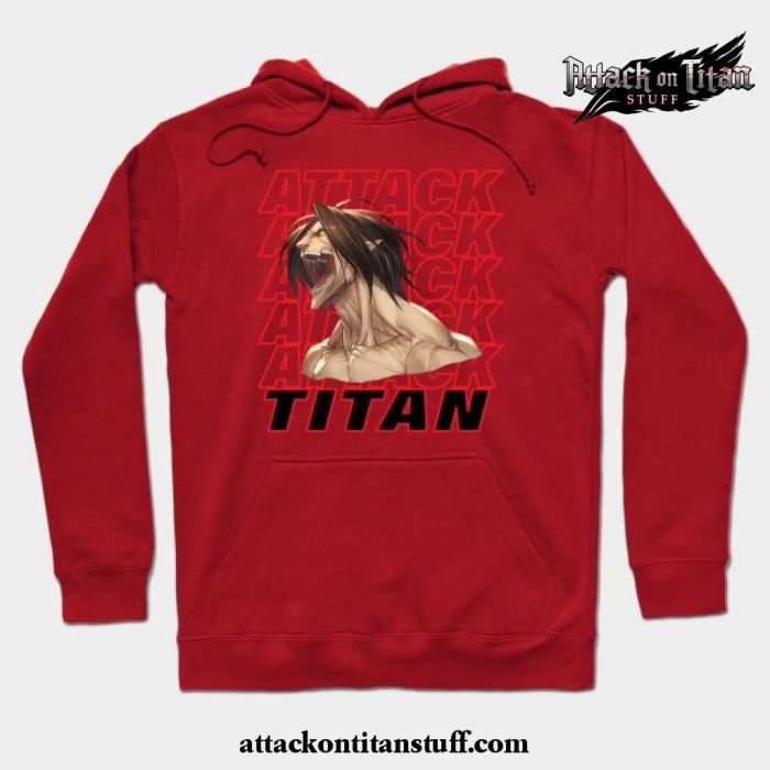 eren jaeger titan scream hoodie red s 662 - Attack On Titan Merch