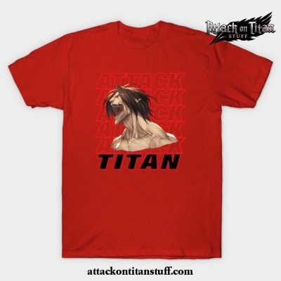eren jaeger titan scream t shirt red s 131 - Attack On Titan Merch