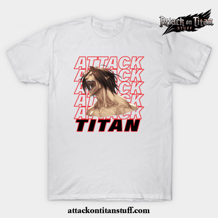 eren jaeger titan scream t shirt white s 268 - Attack On Titan Merch