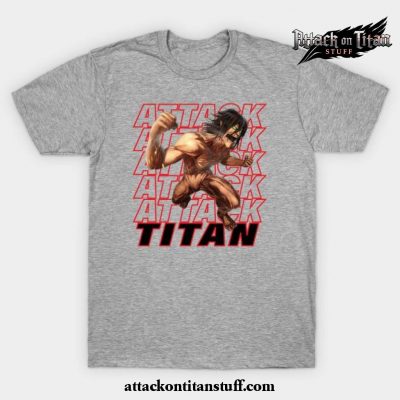 eren jaeger titan t shirt gray s 996 - Attack On Titan Merch