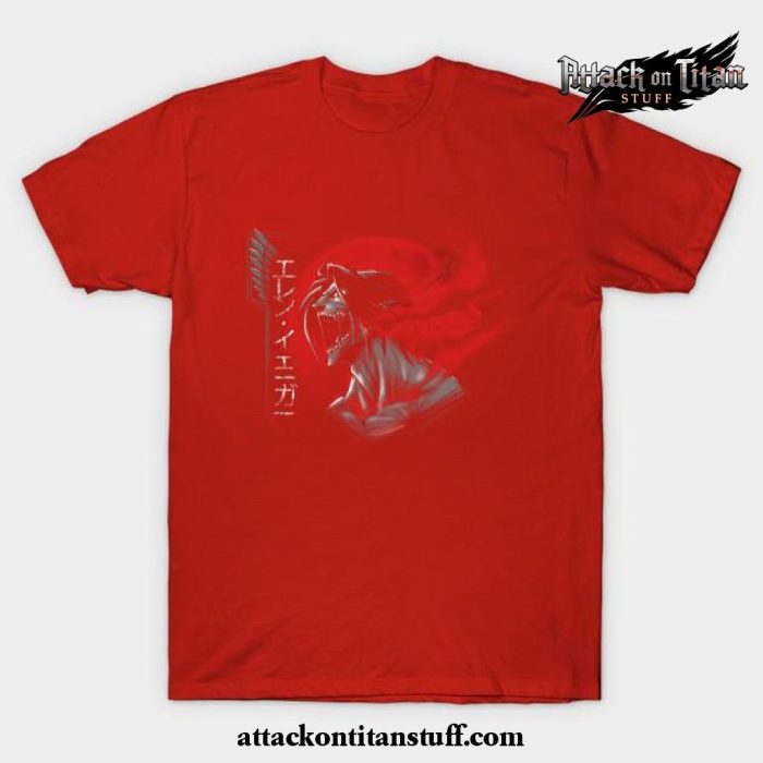 eren t shirt red s 437 - Attack On Titan Merch