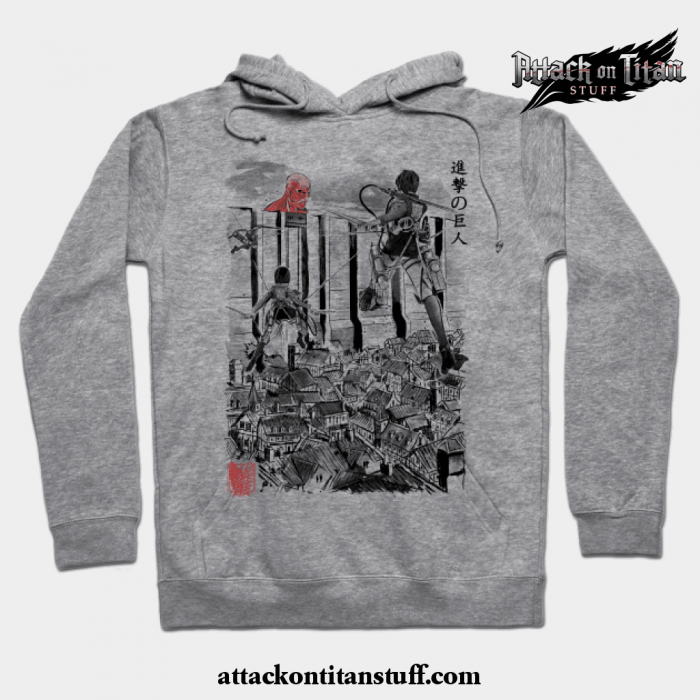 flying for humanity hoodie gray s 759 - Attack On Titan Merch