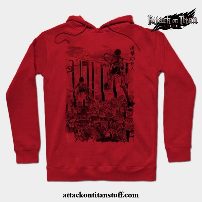 flying for humanity hoodie red s 364 - Attack On Titan Merch