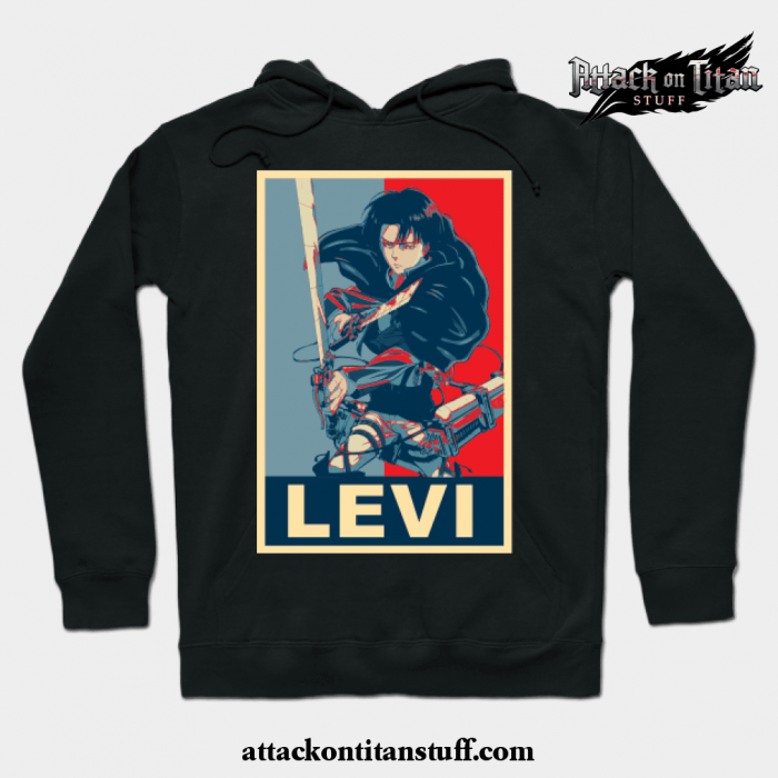 levi ackerman poster hoodie black s 903 - Attack On Titan Merch
