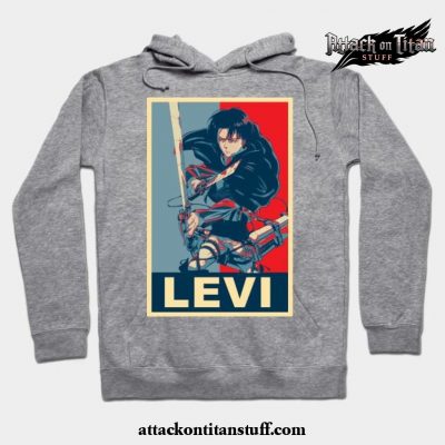 levi ackerman poster hoodie gray s 763 - Attack On Titan Merch