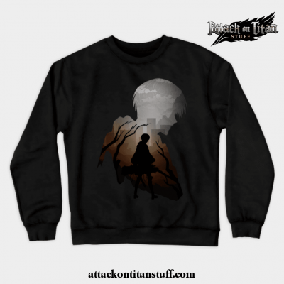 levi aot art crewneck sweatshirt black s 358 - Attack On Titan Merch